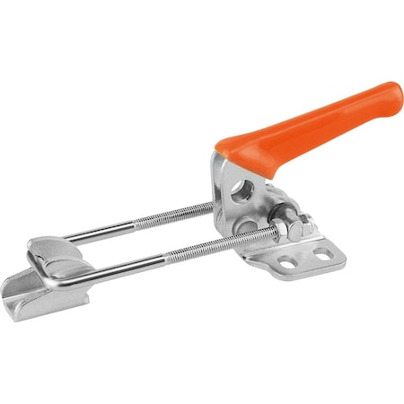 Kipp Latch-Action Clamp With Fixed Jaw, Steel Galvanized, Comp: Plastic, Orange Oil-Resistant K0080.0250